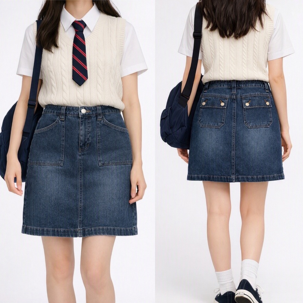 Jean Skirt Denim Preppy Fall Fashion Size 6 Old Navy